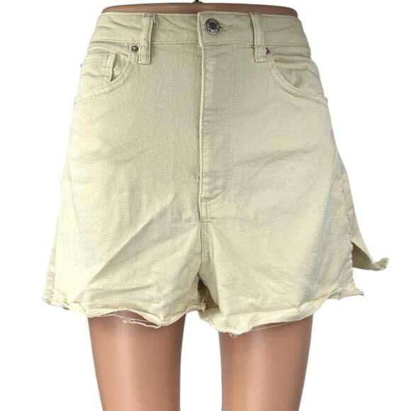 WeWoreWhat Women's Cream High Waist Frayed Raw Hem Cut Off Denim Shorts Size 27 - Picture 1 of 4